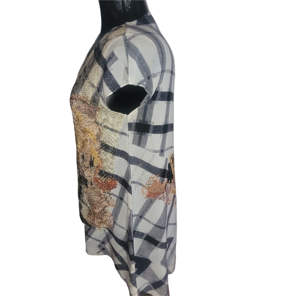 Moffi Floral Patterned Crochet Overlay Tunic S - Picture 4 of 6